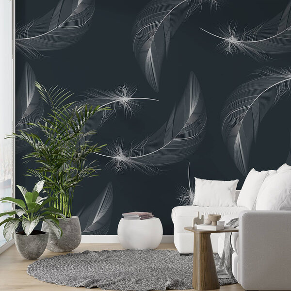 Fotótapéta Fehér tollak mintája