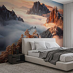 Fotótapéta Havas és felhős hegyvonulat