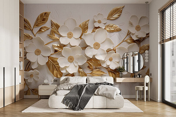 Elegáns virágmintás design texturált háttéren Fotótapéta Elegáns virágmintás design texturált háttéren