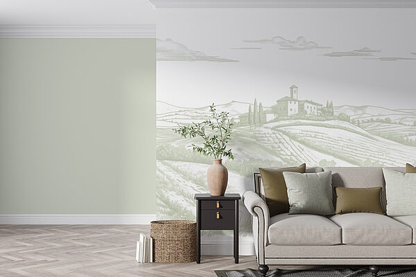 Fotótapéta Tájkép házzal és mezőkkel