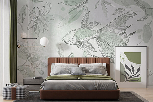 Fotótapéta Halak és növények a falon