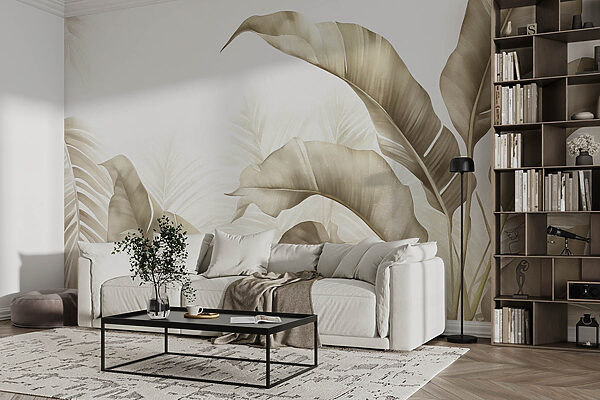 Természetes tónusok és elegáns lombozatos design Fotótapéta Természetes tónusok és elegáns lombozatos design