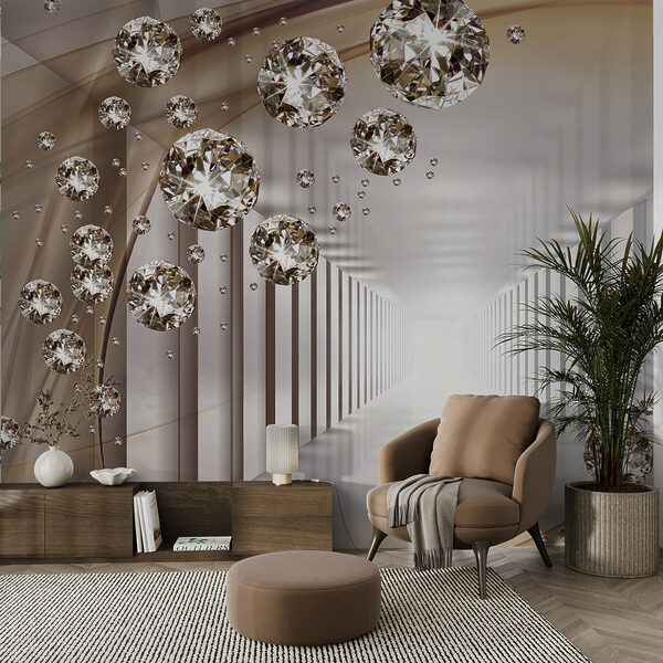 Fotótapéta Végtelen alagútban lebegő drágakövek