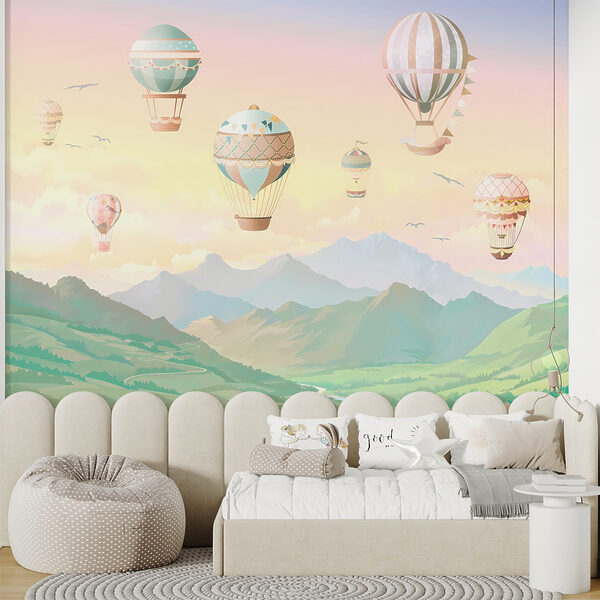 Fotótapéta Hőlégballon zászlókkal
