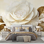 Fotótapéta Fehér virág barna levelekkel