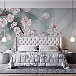 Fotótapéta ág rózsaszín és fehér virágokkal