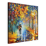 Vászonképek Festmény egy esőben sétáló párról
