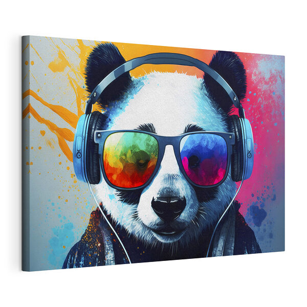 Vászonképek Fejhallgatót és napszemüveget viselő panda