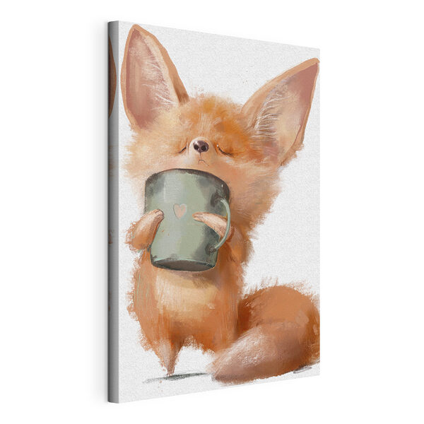 Vászonképek Vászonképek A fennec róka élvezi a meleg italt (Cikkszám: s35008)