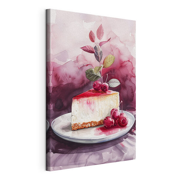 Egy szelet sajttorta cseresznyével a tetején Vászonképek Egy szelet sajttorta cseresznyével a tetején