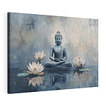 Vászonképek Vízzel körülvett, lótuszülésben ülő Buddha-szobor