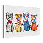 Vászonképek Kék macska piros-fehér pöttyös sállal