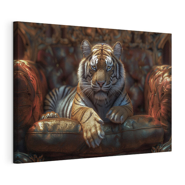Vászonképek A kanapén fekvő tigris