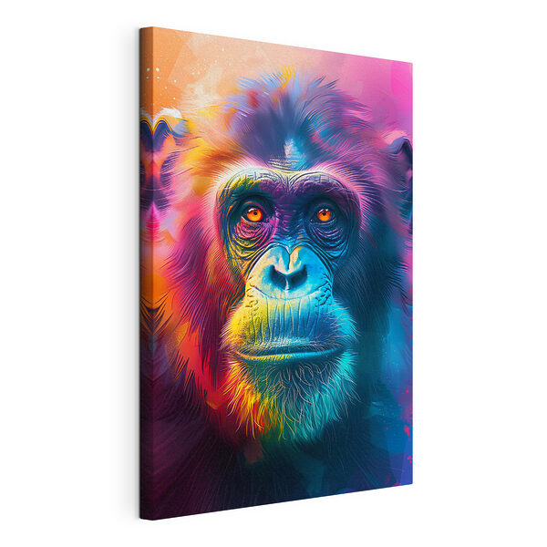 Színes, kifejező gorilla-portré Vászonképek Színes, kifejező gorilla-portré