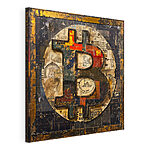 Vászonképek Bitcoin-szimbólumokból készült kollázs textúrákkal