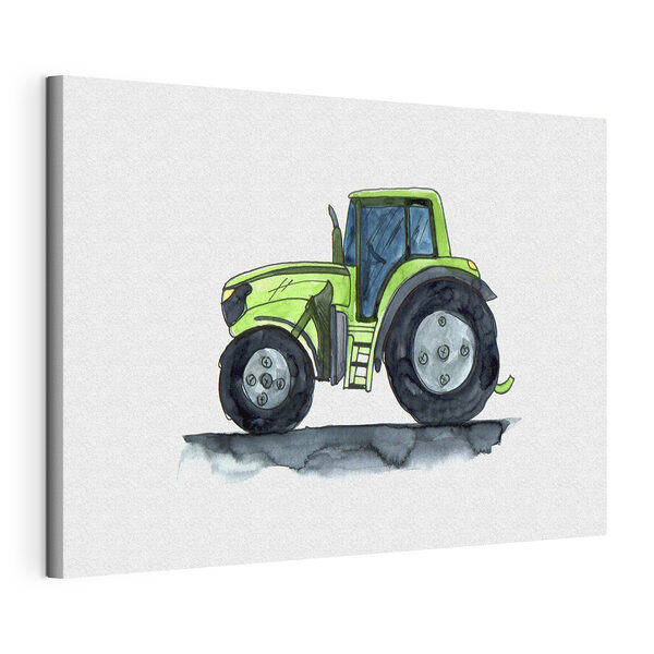 Zöld traktor nagy kerekekkel Vászonképek Zöld traktor nagy kerekekkel