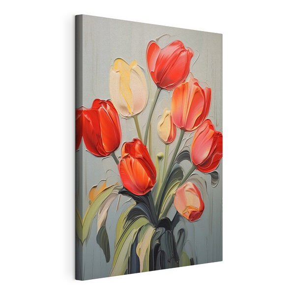 Vászonképek Tulipánok festménye szürke háttér előtt