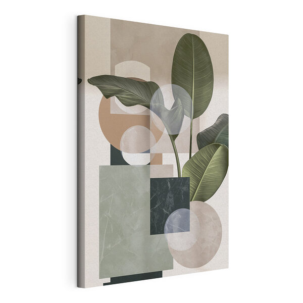 Vászonképek Növény levelekkel és geometriai alakzatokkal