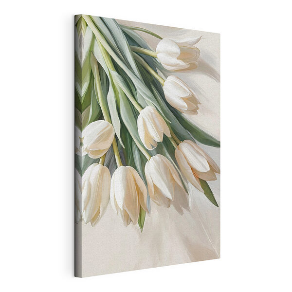 Vászonképek Fehér tulipánok puha háttér előtt
