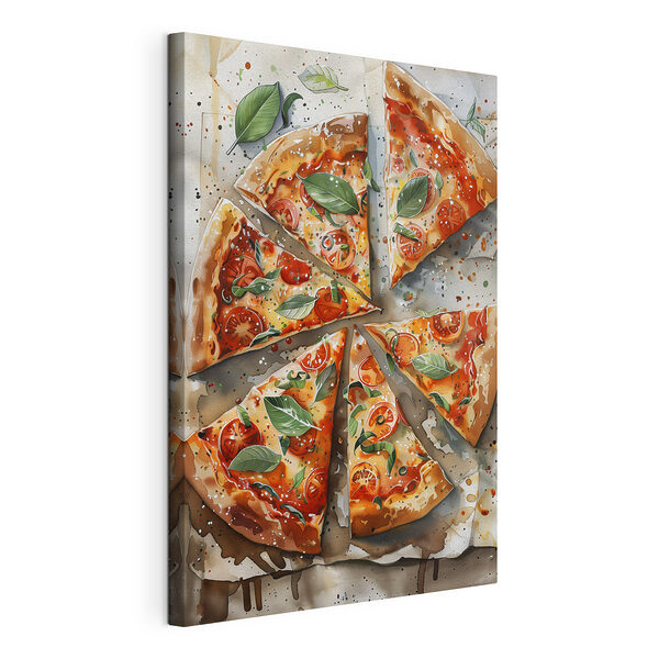 Vászonképek Pizza paradicsommal és bazsalikommal