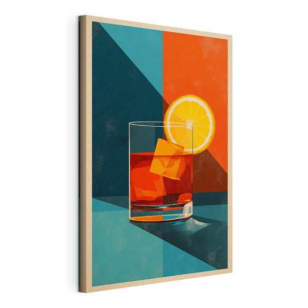 Egy pohár alkoholos ital jéggel és egy szelet citrommal Vászonképek Egy pohár alkoholos ital jéggel és egy szelet citrommal