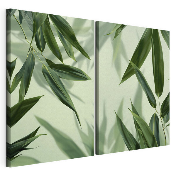 Modular canvas print Lush green leaves on pale background Moduláris vászonnyomat Modular canvas print Lush green leaves on pale background
